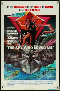 5r0882 SPY WHO LOVED ME 1sh 1977 great art of Roger Moore as James Bond by Bob Peak!