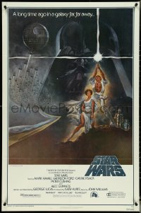 5r0891 STAR WARS style A fourth printing 1sh 1977 A New Hope, Jung art of Vader over Luke & Leia!