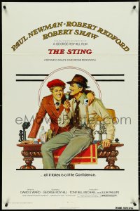 5r0896 STING 1sh 1974 artwork of con men Paul Newman & Robert Redford by Richard Amsel!