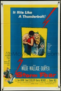 5r0897 STORM FEAR 1sh 1956 Cornel Wilde & Dan Duryea want Jean Wallace to scream her head off!