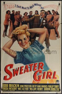 5r0916 SWEATER GIRL 1sh 1942 sexy June Preisser with hands in hair, wacky Eddie Bracken and cast!