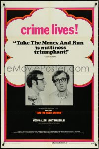 5r0922 TAKE THE MONEY & RUN 1sh 1969 wacky Woody Allen mugshot in classic mockumentary!