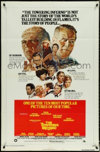 5r0959 TOWERING INFERNO style B 1sh R1976 Steve McQueen, Paul Newman, different Jung art!