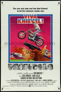 5r0976 VIVA KNIEVEL int'l 1sh 1977 best art of the daredevil jumping his motorcycle by Roy Anderson!