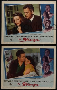 5r1679 STRANGER 3 LCs 1946 Loretta Young with Orson Welles, Edward G. Robinson!