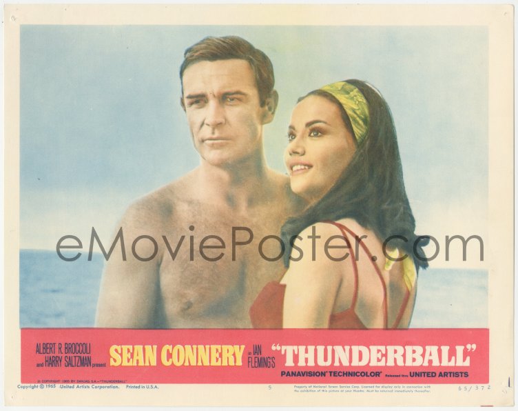 5r1480 Thunderball Lc 5 1965 Cu Of Barechested Sean Connery As James Bond 