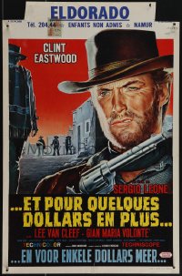 5s0415 FOR A FEW DOLLARS MORE Belgian 1966 Sergio Leone, great c/u art of Clint Eastwood w/gun!