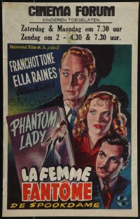 5s0423 PHANTOM LADY Belgian 1946 Franchot Tone, sexy Ella Raines, Cornell Woolrich, ultra rare!