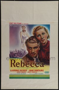 5s0424 REBECCA Belgian R1940s Alfred Hitchcock, art of Laurence Olivier & Joan Fontaine!