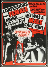 5s0112 CONFESSIONS OF A FEMALE MONK/I WAS A MALE CALL GIRL Canadian 1sh 1975 passionately candid!