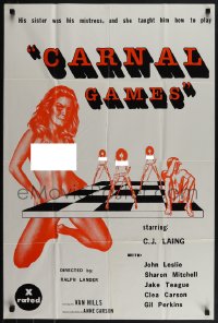 5s0841 CARNAL GAMES 24x36 1sh 1978 C.J. Lang, Sharon Mitchell, Teague, ultra rare red title style!