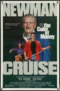 5s0847 COLOR OF MONEY 1sh 1986 Robert Tanenbaum art of Paul Newman & Tom Cruise playing pool!