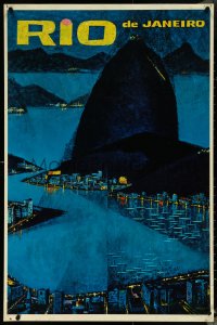 5s0203 RIO DE JANEIRO 25x38 commercial poster 1963 Sugarloaf Mountain & harbor by Koslow, rare!