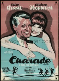 5s0172 CHARADE Danish 1964 different Stevenov art of tough Cary Grant & sexy Audrey Hepburn!