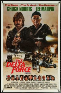 5s0857 DELTA FORCE 1sh 1986 cool art of Chuck Norris & Lee Marvin firing guns by S. Watts!