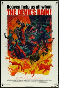 5s0858 DEVIL'S RAIN 1sh 1975 Ernest Borgnine, William Shatner, Anton Lavey, Mort Kunstler art!