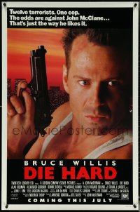 5s0860 DIE HARD advance 1sh 1988 Bruce Willis vs twelve terrorists, action classic, with borders!