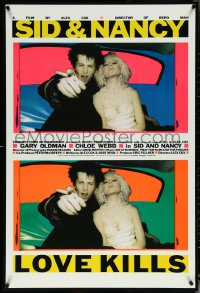 5s0133 SID & NANCY English 1sh 1986 Gary Oldman & Chloe Webb, punk rock classic, Love Kills!