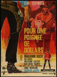 5s0213 FISTFUL OF DOLLARS French 23x31 R1970s Sergio Leone classic, Tealdi art of Clint Eastwood!