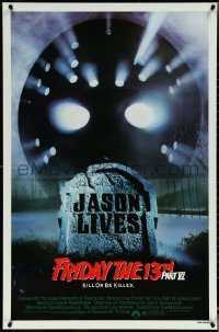 5s0901 FRIDAY THE 13th PART VI 1sh 1986 Jason Lives, cool image of hockey mask over tombstone!