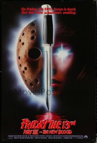 5s0902 FRIDAY THE 13th PART VII int'l 1sh 1988 slasher horror sequel, Jason's back, red taglines!