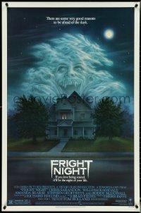 5s0904 FRIGHT NIGHT 1sh 1985 Sarandon, McDowall, best classic horror art by Peter Mueller!