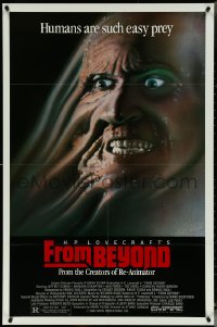 5s0906 FROM BEYOND 1sh 1986 H.P. Lovecraft, wild sci-fi horror image, humans are such easy prey!