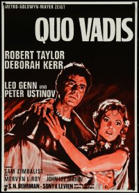 5s0362 QUO VADIS German R1970 art of Robert Taylor & sexy Deborah Kerr in burning Rome!