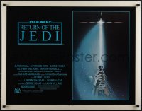 5s0459 RETURN OF THE JEDI int'l 1/2sh 1983 George Lucas, art of hands holding lightsaber by Tim Reamer!