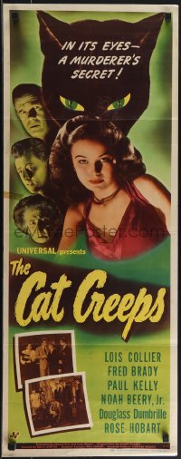 5s0507 CAT CREEPS insert 1946 cool art of Lois Collier, it will scare you out of your skin, rare!