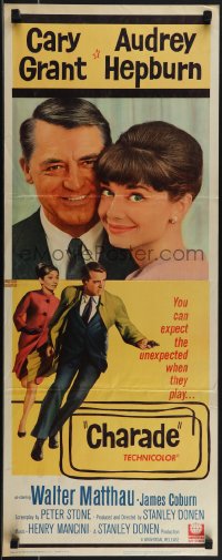 5s0508 CHARADE insert 1963 tough Cary Grant & sexy Audrey Hepburn, expect the unexpected!