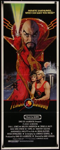 5s0524 FLASH GORDON int'l insert 1980 Amsel art of Sam Jones, Melody Anderson & Max Von Sydow!