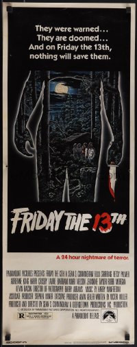 5s0527 FRIDAY THE 13th insert 1980 Alex Ebel art, slasher classic, 24 hours of terror, unfolded!