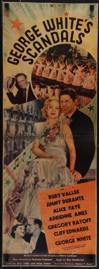 5s0529 GEORGE WHITE'S SCANDALS insert 1934 Rudy Vallee, Jimmy Durante, Alice Faye, ultra rare!