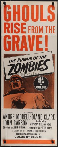 5s0580 PLAGUE OF THE ZOMBIES insert 1966 Hammer horror, great undead monster image!