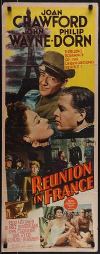 5s0591 REUNION IN FRANCE insert 1942 John Wayne, Joan Crawford, Eiffel Tower, Jules Dassin directed!