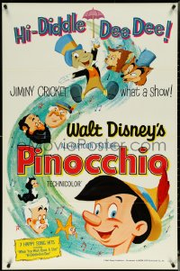 5s1008 PINOCCHIO 1sh R1962 Disney cartoon about a wooden boy who wants to be real!