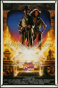 5s1020 RAIDERS OF THE LOST ARK Kilian 1sh R1991 great Drew Struzan art of adventurer Harrison Ford!