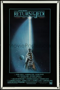 5s1026 RETURN OF THE JEDI 1sh 1983 Star Wars Episode VI, art of hands holding lightsaber by Reamer!