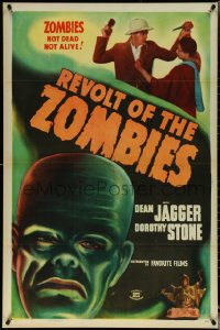 5s1035 REVOLT OF THE ZOMBIES 1sh R1947 cool artwork, they're not dead and they're not alive!