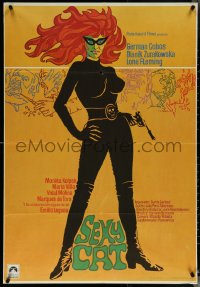 5s0142 SEXY CAT Spanish 1973 full-length Mac Gomez art of sexy murderous catwoman with gun!