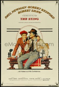 5s1078 STING 1sh 1974 artwork of con men Paul Newman & Robert Redford by Richard Amsel!