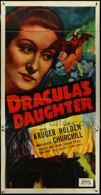 5t0435 DRACULA'S DAUGHTER 3sh R1949 vampire Gloria Holden & bat, Universal horror, ultra rare!