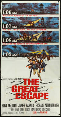 5t0442 GREAT ESCAPE 3sh 1963 Steve McQueen, John Sturges classic prison break, Frank McCarthy art!