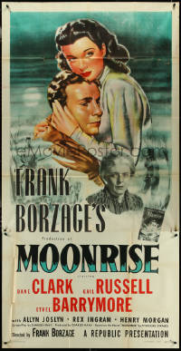 5t0450 MOONRISE 3sh 1948 art of Gail Russell holding Dane Clark, Ethel Barrymore, ultra rare!