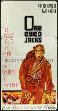 5t0453 ONE EYED JACKS 3sh 1961 art of star & director Marlon Brando with gun & bandolier!