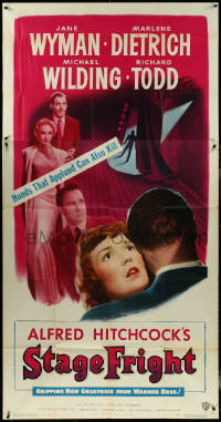 5t0458 STAGE FRIGHT 3sh 1950 Marlene Dietrich, Jane Wyman, directed by Alfred Hitchcock, very rare!