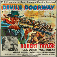 5t0415 DEVIL'S DOORWAY 6sh 1950 art of Robert Taylor aiming rifle, directed by Anthony Mann, rare!