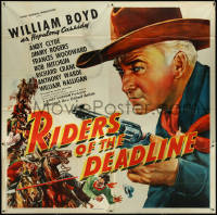 5t0424 RIDERS OF THE DEADLINE 6sh 1943 art of William Boyd as Hopalong Cassidy, Bob Mitchum, rare!