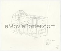 5t0312 SIMPSONS animation art 2000s cartoon pencil drawing of Hans Moleman pushing library cart!